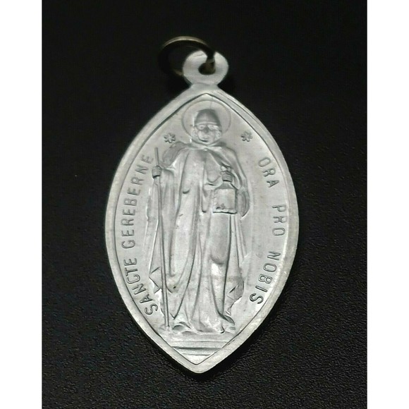 Vintage Saint Dymphna St. Gereberne Catholic Medal Pendant Silver Tone Germany - Picture 7 of 11
